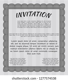 Grey Vintage invitation template. Customizable, Easy to edit and change colors. With guilloche pattern and background. Artistry design. 