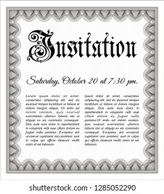 Grey Vintage invitation template. Customizable, Easy to edit and change colors. With great quality guilloche pattern. Perfect design. 