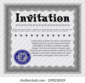 Grey Vintage invitation template. Customizable, Easy to edit and change colors. With guilloche pattern. Perfect design. 