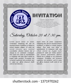 Grey Vintage invitation template. Customizable, Easy to edit and change colors. With background. Retro design. 