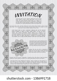 Grey Vintage invitation template. Customizable, Easy to edit and change colors. With guilloche pattern. Beauty design. 