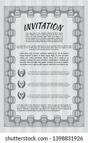 Grey Vintage invitation template. Customizable, Easy to edit and change colors. With great quality guilloche pattern. Nice design. 