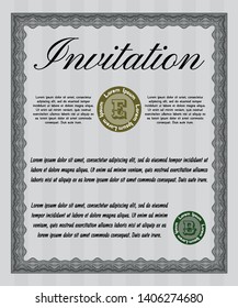 Grey Vintage invitation template. Customizable, Easy to edit and change colors. With complex linear background. Perfect design. 
