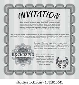 Grey Vintage invitation template. Customizable, Easy to edit and change colors. With guilloche pattern. Sophisticated design. 