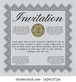 Grey Vintage invitation template. Customizable, Easy to edit and change colors. With great quality guilloche pattern. Artistry design. 