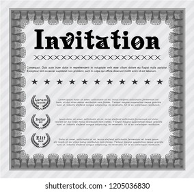 Grey Vintage invitation template. Detailed. With background. Excellent design. 