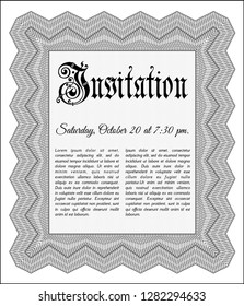 Grey Vintage invitation template. Detailed. With background. Lovely design. 