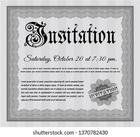 Grey Vintage invitation template. Detailed. With great quality guilloche pattern. Good design. 