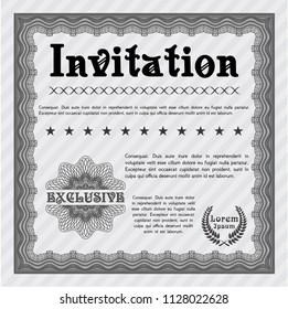 Grey Vintage invitation template. With great quality guilloche pattern. Money design. Customizable, Easy to edit and change colors. 