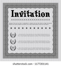 Grey Vintage invitation template. With great quality guilloche pattern. Superior design. Vector illustration. 