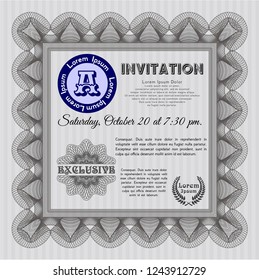 Grey Vintage invitation template. With great quality guilloche pattern. Detailed. Money Pattern design. 