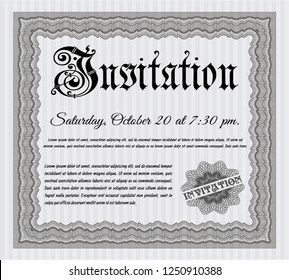 Grey Vintage invitation template. With great quality guilloche pattern. Vector illustration. Superior design. 