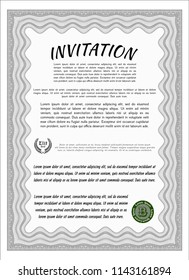 Grey Vintage invitation template. With guilloche pattern. Money Pattern design. Vector illustration. 