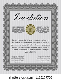 Grey Vintage invitation template. With guilloche pattern and background. Elegant design. Customizable, Easy to edit and change colors. 
