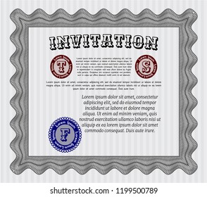 Grey Vintage invitation template. With guilloche pattern and background. Money Pattern design. Detailed. 