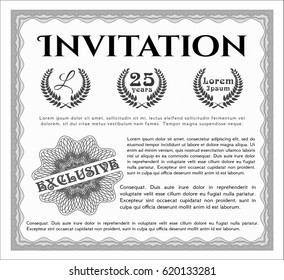 Grey Vintage invitation template. With guilloche pattern and background. Customizable, Easy to edit and change colors. Superior design. 