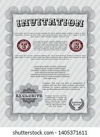 Grey Vintage invitation template. With linear background. Money Pattern design. Vector illustration. 