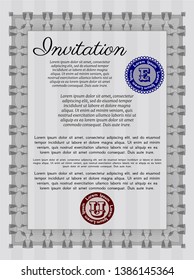 Grey Vintage invitation template. Lovely design. With complex background. Detailed. 