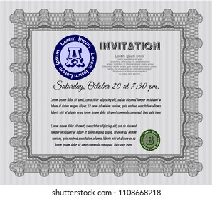 Grey Vintage invitation template. Modern design. Vector illustration. With complex background. 