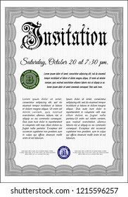 Grey Vintage invitation template. Modern design. Customizable, Easy to edit and change colors. With complex background. 