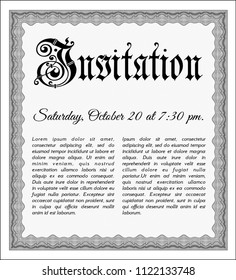 Grey Vintage invitation template. Money Pattern design. Vector illustration. With complex background. 
