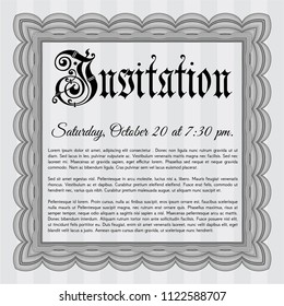 Grey Vintage invitation template. Money Pattern design. Customizable, Easy to edit and change colors. With guilloche pattern and background. 