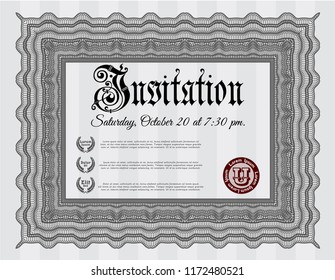 Grey Vintage invitation template. Money Pattern. Vector illustration. Printer friendly. 