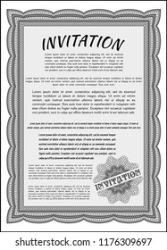 Grey Vintage invitation template. Money design. Vector illustration. Complex background. 