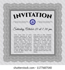 Grey Vintage invitation template. Money design. Customizable, Easy to edit and change colors. Complex background. 