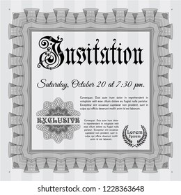 Grey Vintage invitation template. Money style design. Customizable, Easy to edit and change colors. With great quality guilloche pattern. 