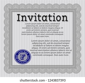 Grey Vintage invitation template. Money Pattern. Vector illustration. With background. 