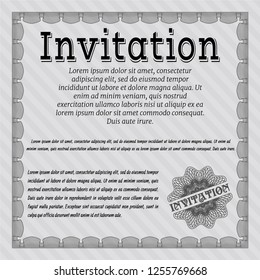 Grey Vintage invitation template. Money Pattern design. Easy to print. Detailed. 