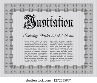 Grey Vintage invitation template. Money style design. Customizable, Easy to edit and change colors. Easy to print. 