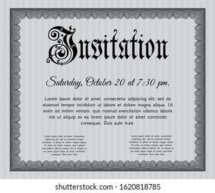 Grey Vintage invitation template. Money Pattern design. Easy to print. Customizable, Easy to edit and change colors. 