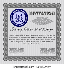 Grey Vintage invitation template. Nice design. Complex background. Detailed. 