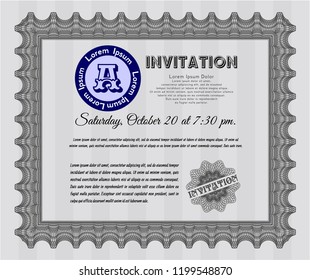 Grey Vintage invitation template. Nice design. Easy to print. Detailed. 
