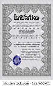 Grey Vintage invitation template. Nice design. Printer friendly. Detailed. 