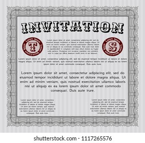 Grey Vintage invitation template. Perfect design. Vector illustration. With background. 