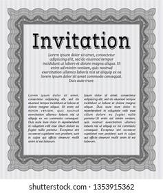 Grey Vintage invitation template. Perfect design. Customizable, Easy to edit and change colors. With complex linear background. 