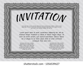 Grey Vintage invitation template. Perfect design. Customizable, Easy to edit and change colors. Printer friendly. 