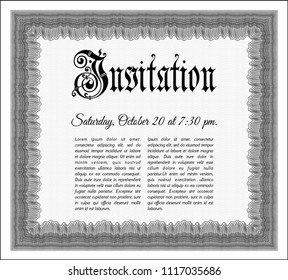Grey Vintage invitation template. Printer friendly. Superior design. Customizable, Easy to edit and change colors. 