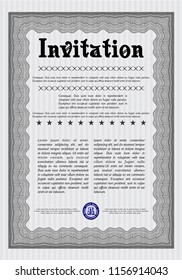 Grey Vintage invitation template. Printer friendly. Vector illustration. Artistry design. 