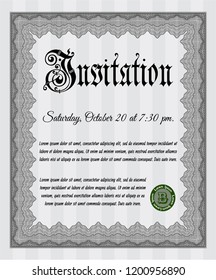 Grey Vintage invitation template. Printer friendly. Money design. Detailed. 