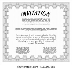 Grey Vintage invitation template. Printer friendly. Elegant design. Vector illustration. 
