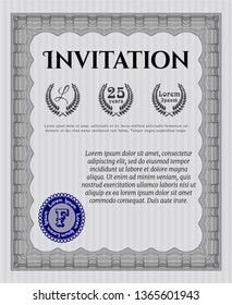 Grey Vintage invitation template. Printer friendly. Good design. Customizable, Easy to edit and change colors. 