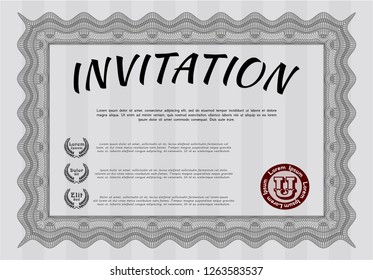 Grey Vintage invitation template. With quality background. Good design. Customizable, Easy to edit and change colors. 