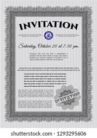 Grey Vintage invitation template. With quality background. Elegant design. Detailed. 