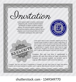 Grey Vintage invitation template. With quality background. Nice design. Detailed. 