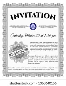 Grey Vintage invitation template. With quality background. Detailed. Perfect design. 