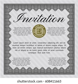 Grey Vintage invitation template. With quality background. Vector illustration. Perfect design. 